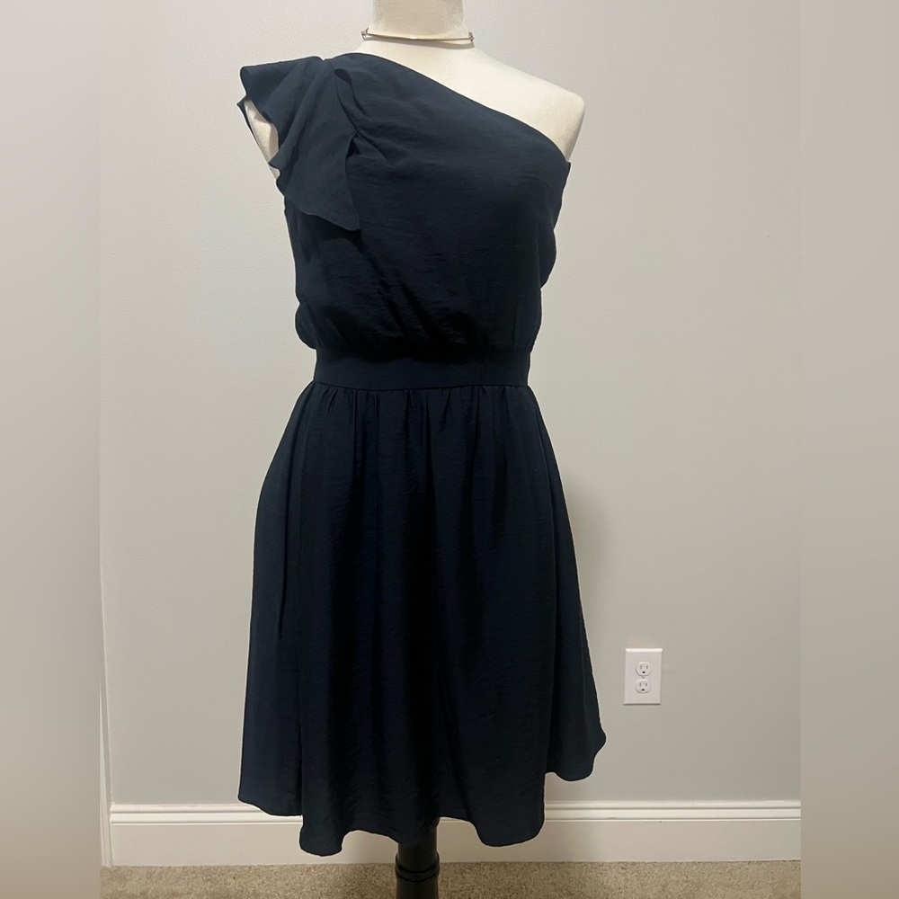 BCBG Black Mini Dress one shoulder size 4 New with tags with pockets